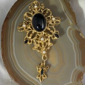 Vintage Gold and Black Brooch